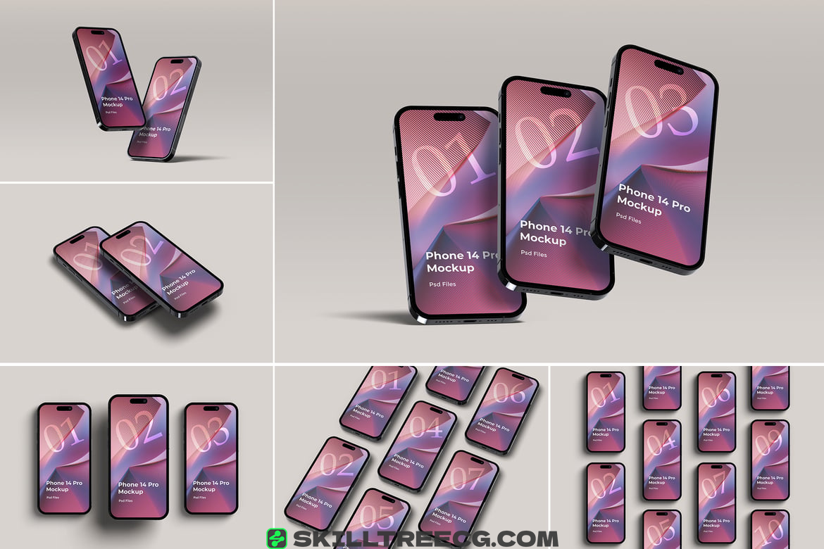 Smartphone 14 Pro Mockup Set（175085）-技能树
